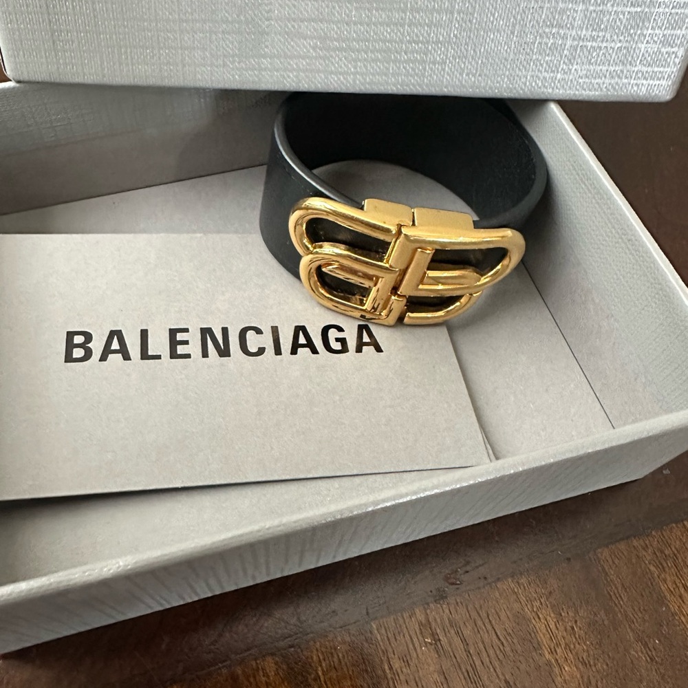Balenciaga Black and Gold Leather Bracelet - Picture 5 of 6